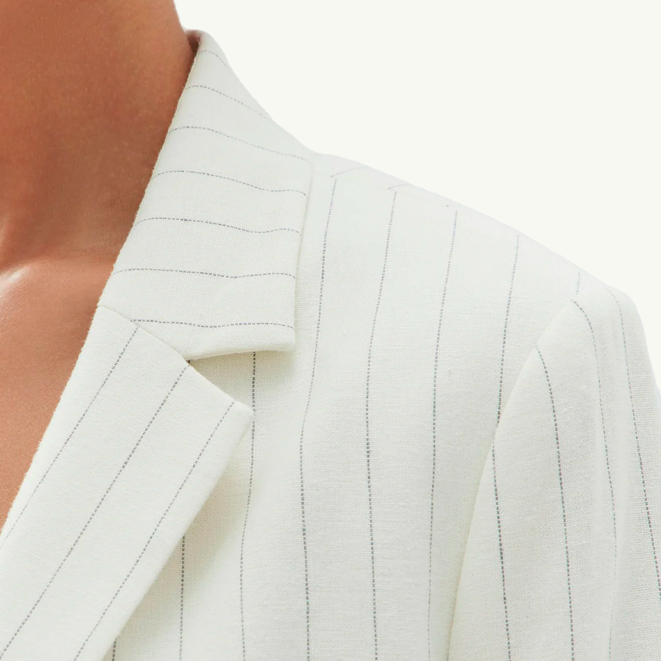 Leila Stripe Linen Jacket - Cream Pinstripe