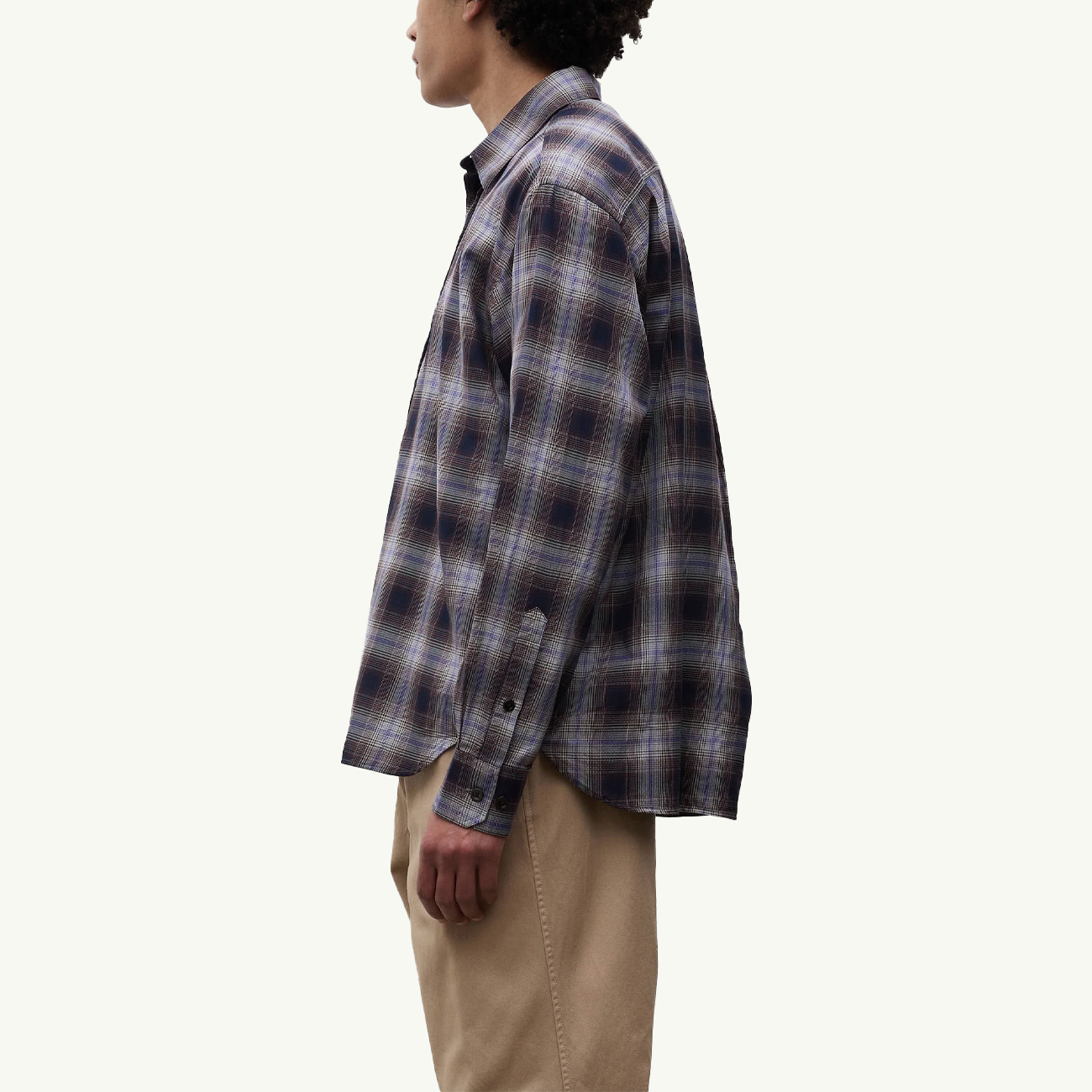 Falster Fine Cotton Flannel Check Oversize Shirt - Darkest Purple