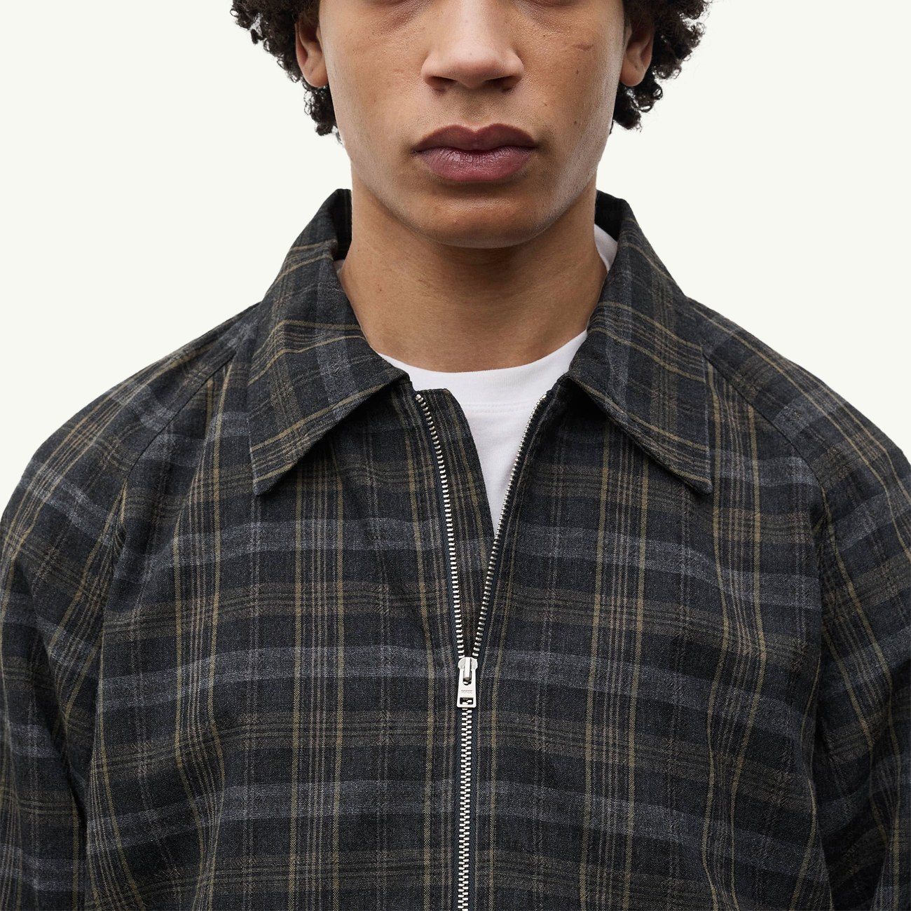 Stensholt Cotton Wool Check Blouson - Charcoal Grey