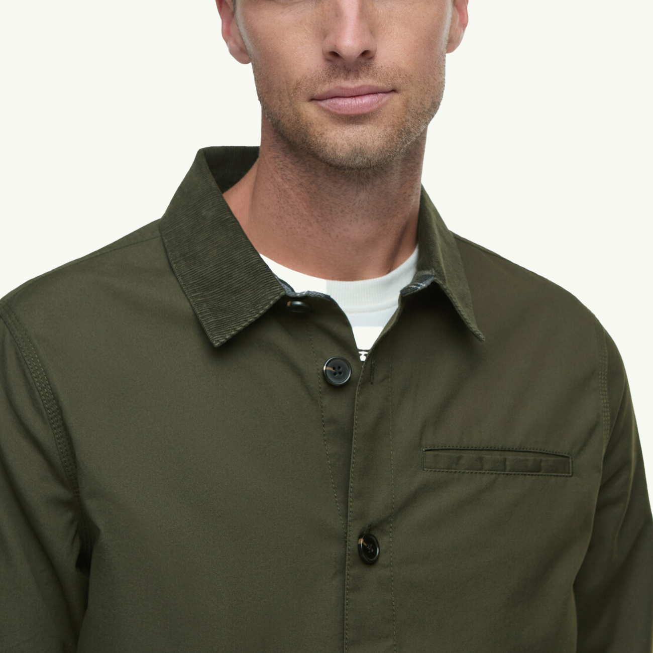 Cole Tailored Poplin Overshirt - Olive