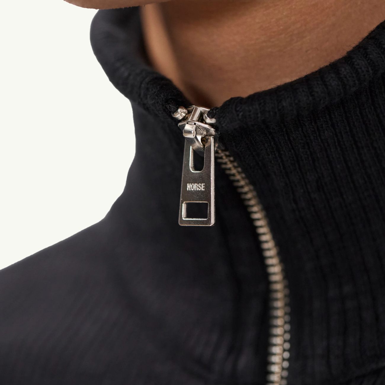 Teno Cotton Hemp Military Rib Zip Cardigan - Black