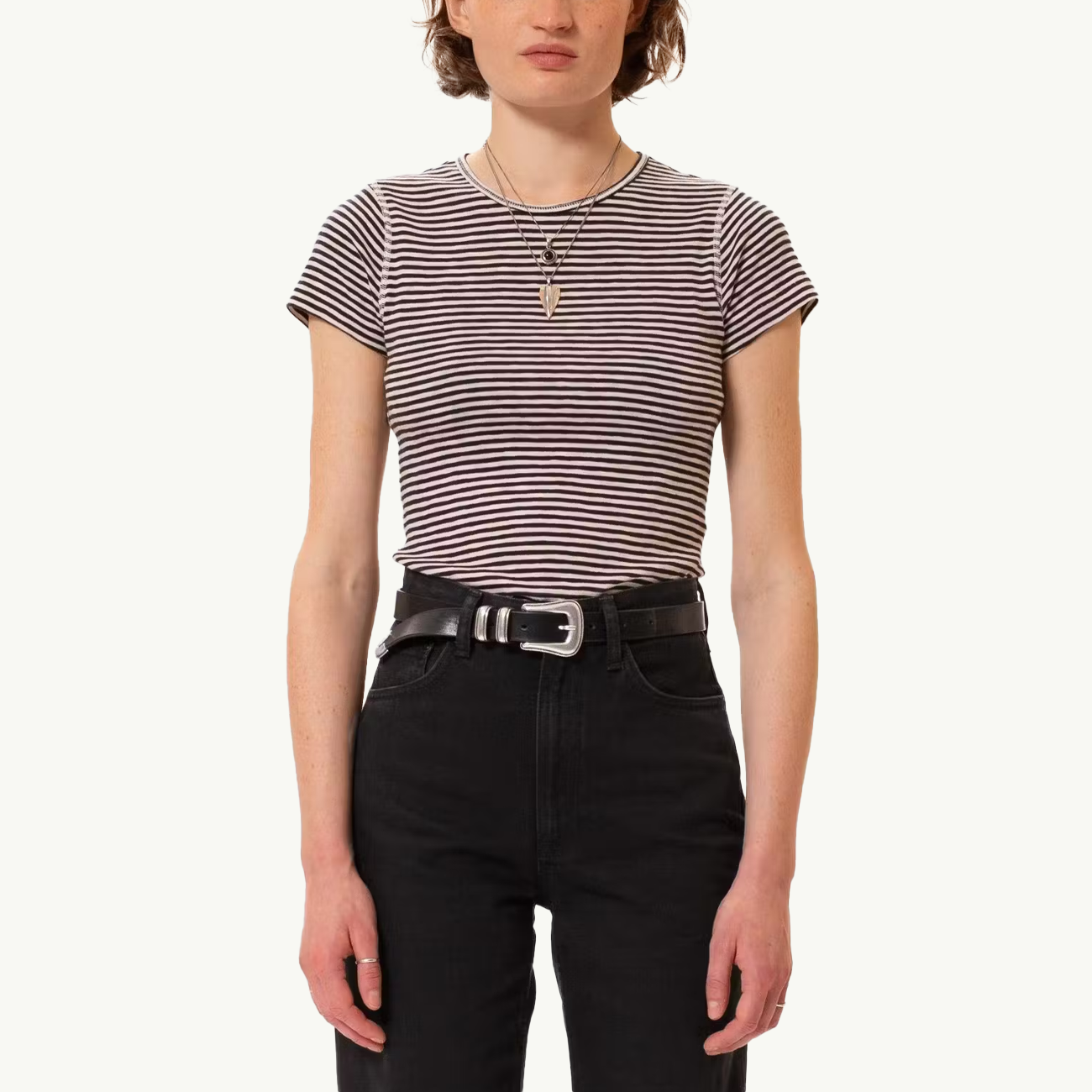 Eve Striped Slub T-Shirt - Ecru