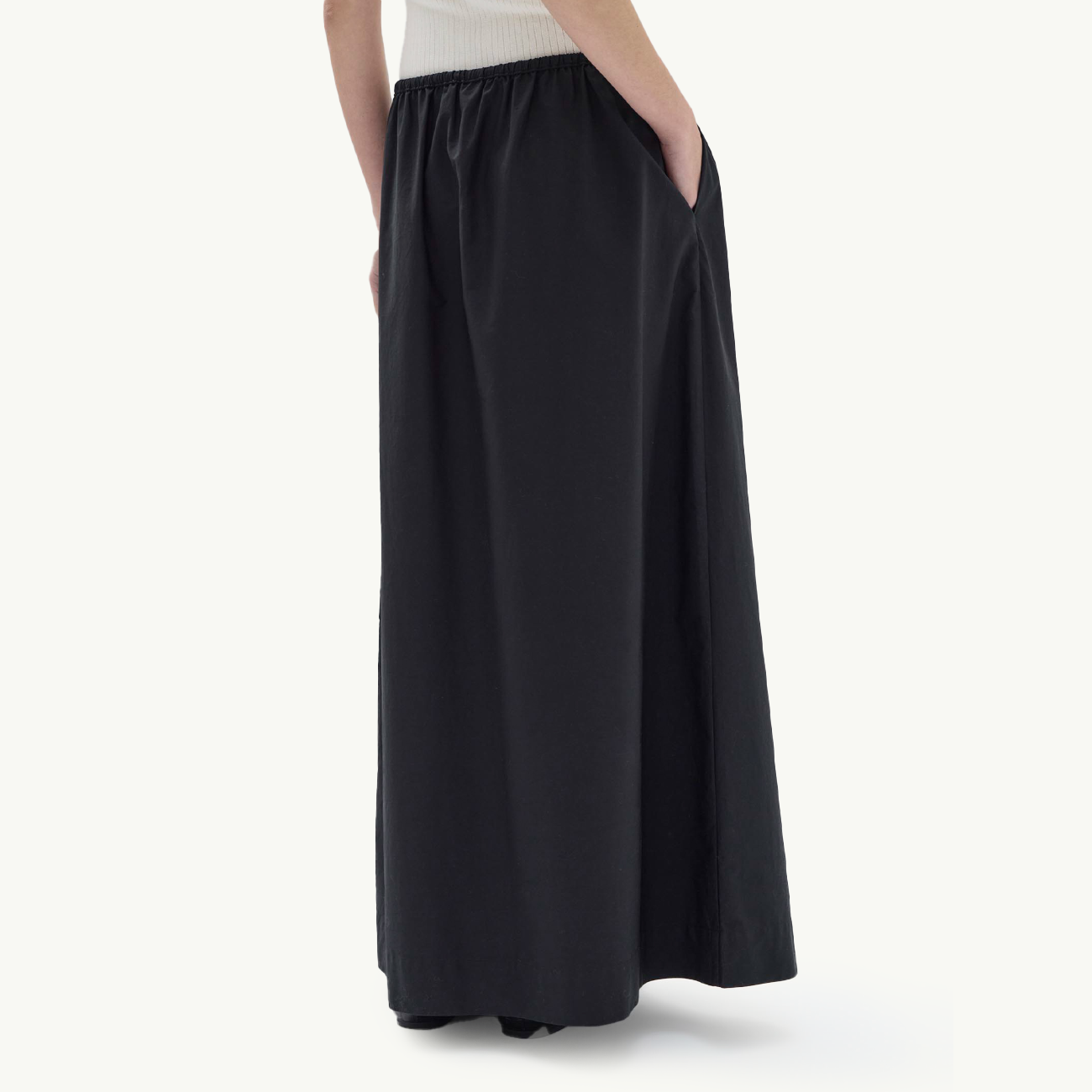 Philipa Poplin Midi Skirt - Black