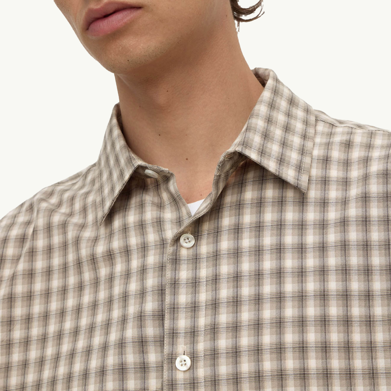 Eddie Check Long Sleeve Shirt - White/Grey