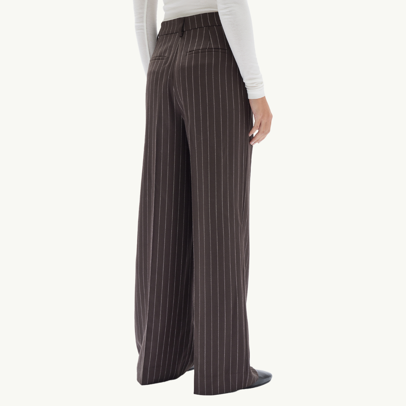 Sofia Wool Pinstripe Pant - Chestnut Stripe