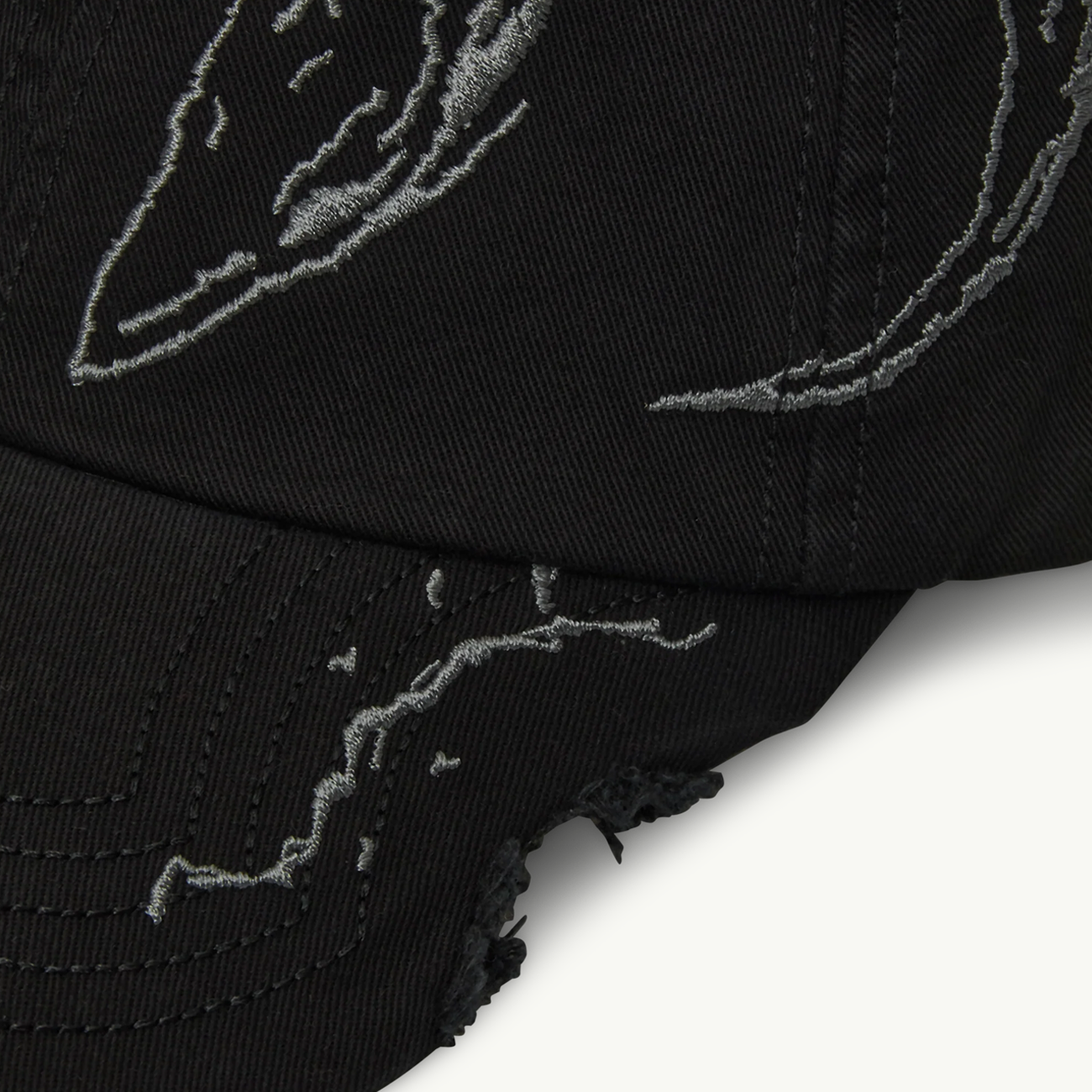 Ryli Embriodered 6 Panel Cap - Washed Black