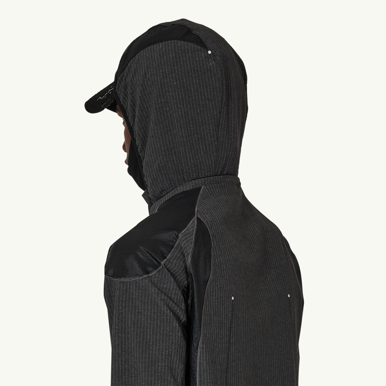 Numb Pinstriped Hooded Wind Jacket - Black