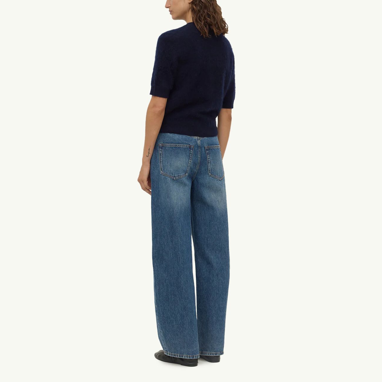 Carina Wool Short Sleeve Cardigan - True Navy