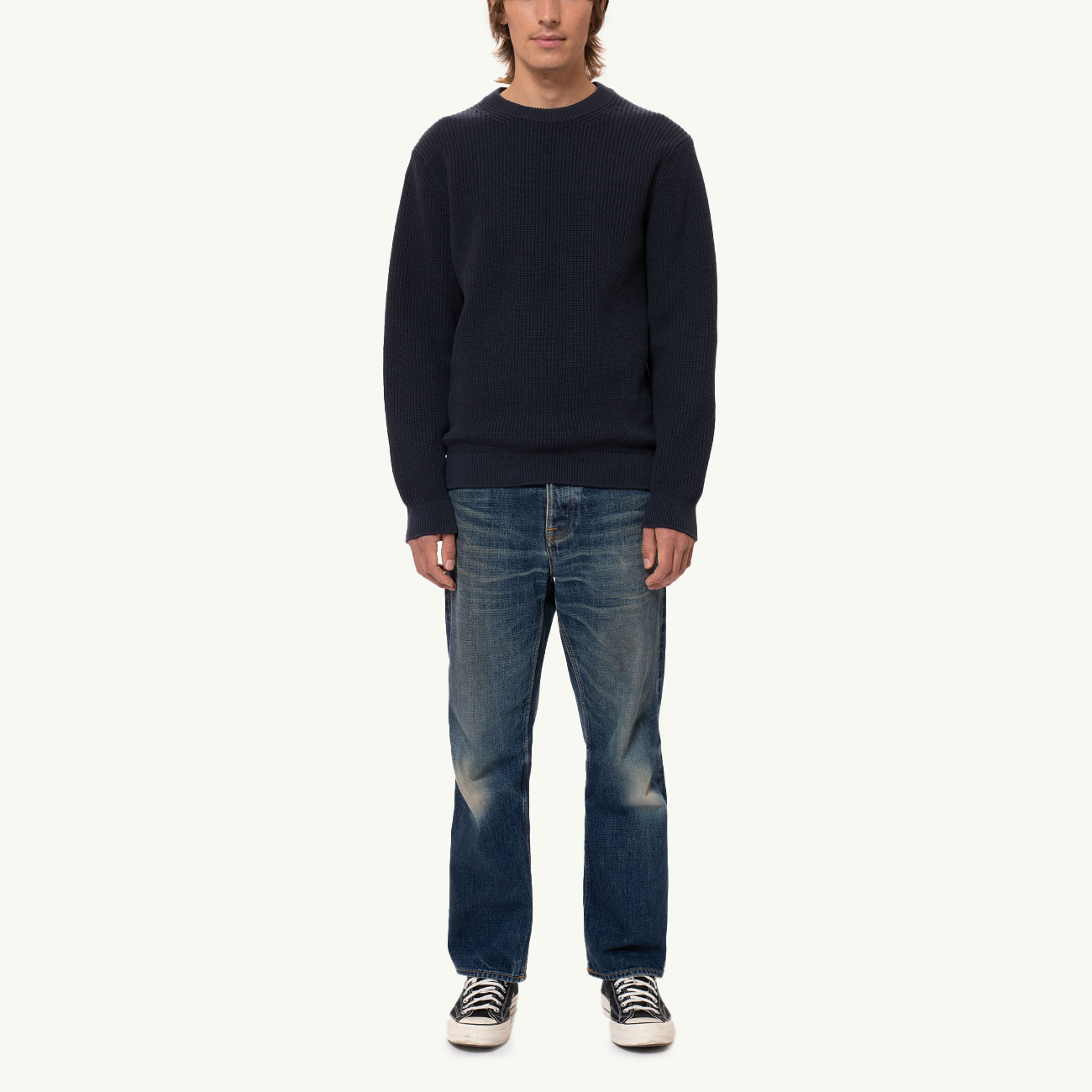 August Rib Cotton Sweater - Navy