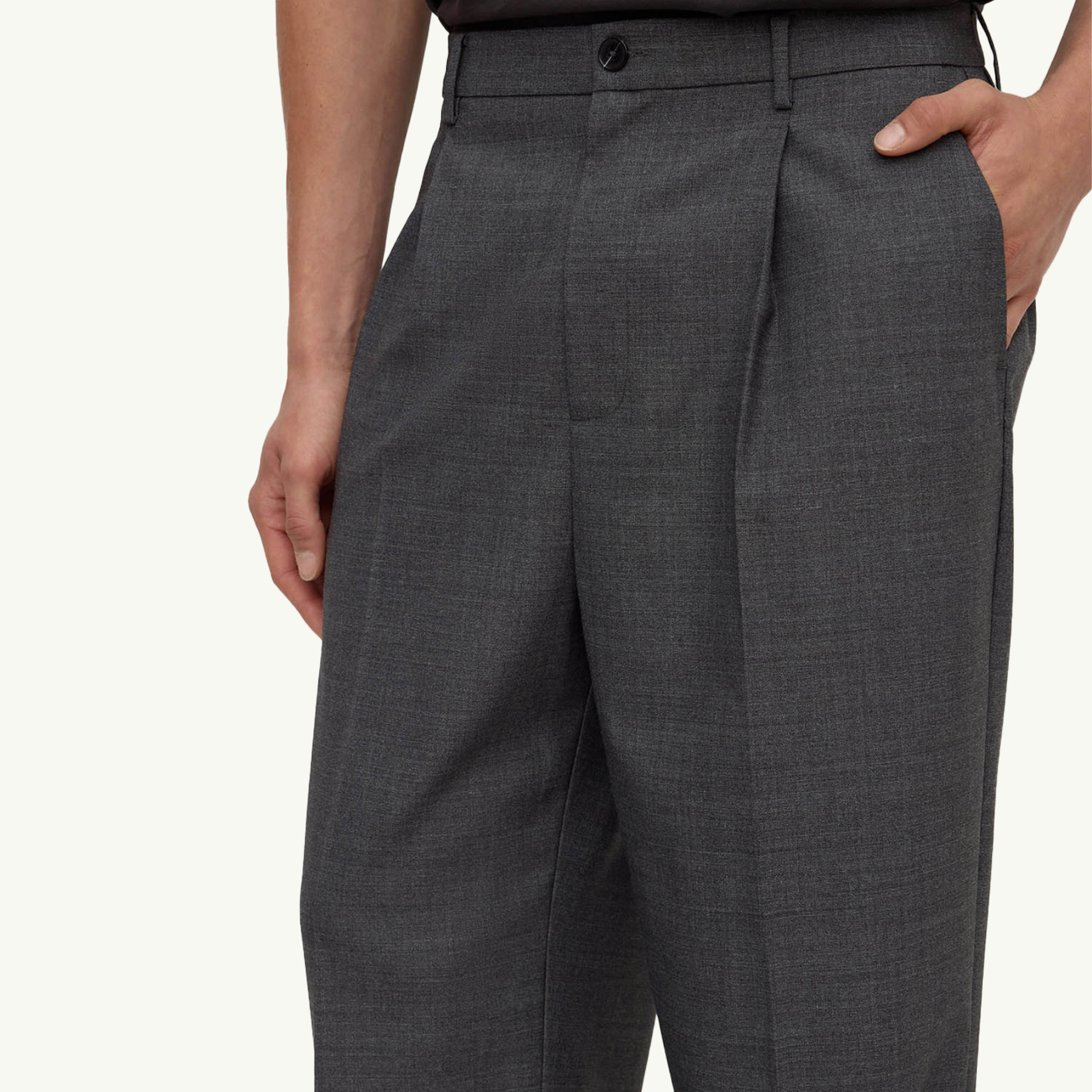Brody Tapered Wool Pant - Charcoal Marle