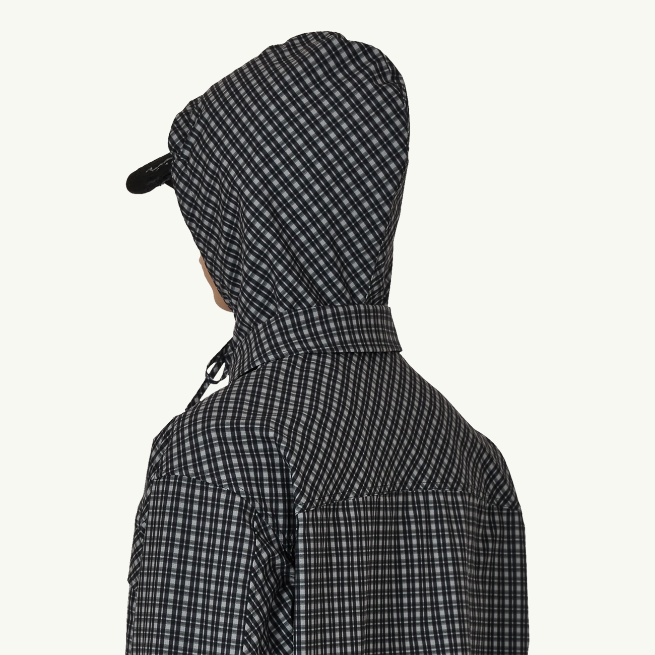 Aair Floweave Printed Check LS Hooded Shirt - Anthracite