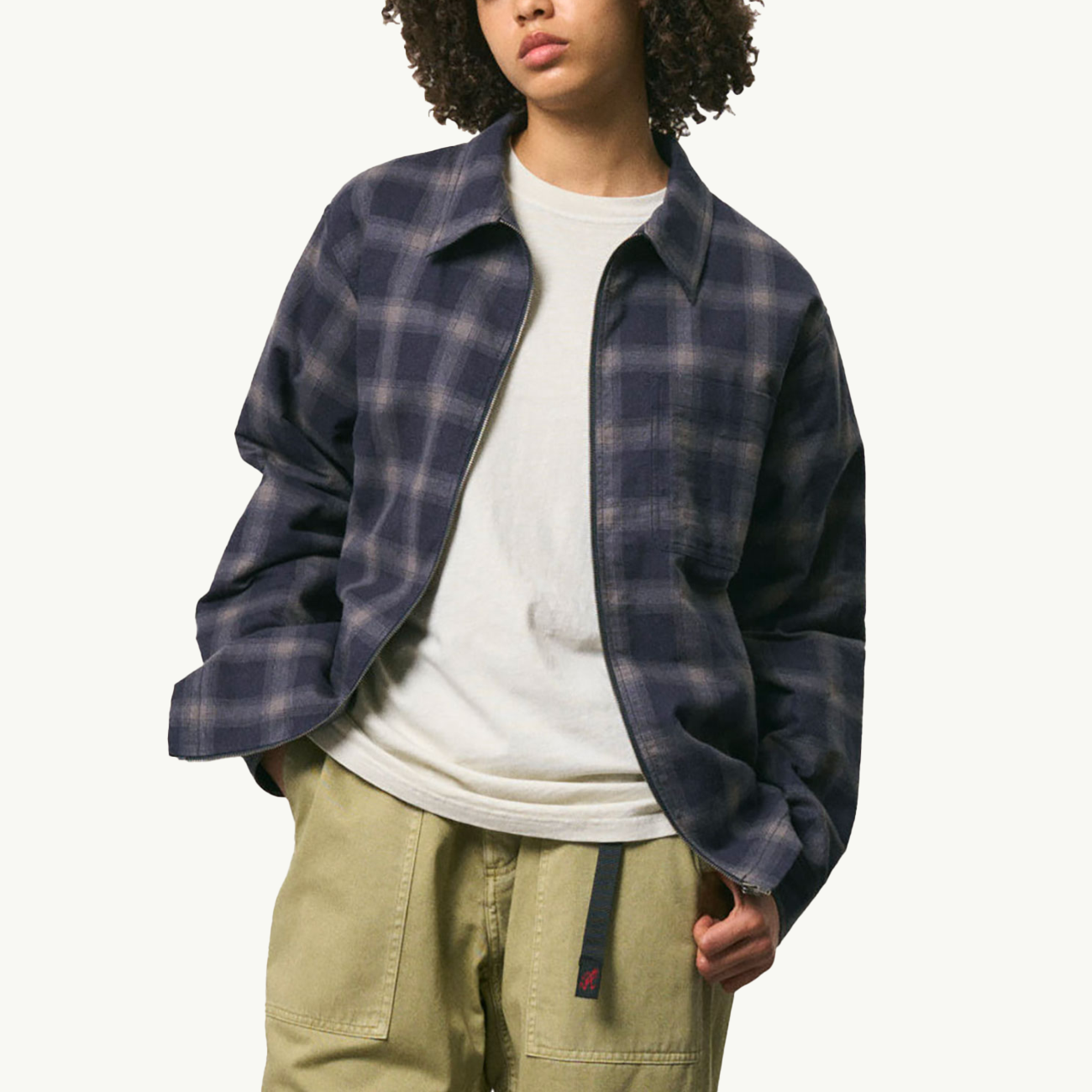 Zip-Up Insulated Flannel Shirt - Navy Shadow Plaid