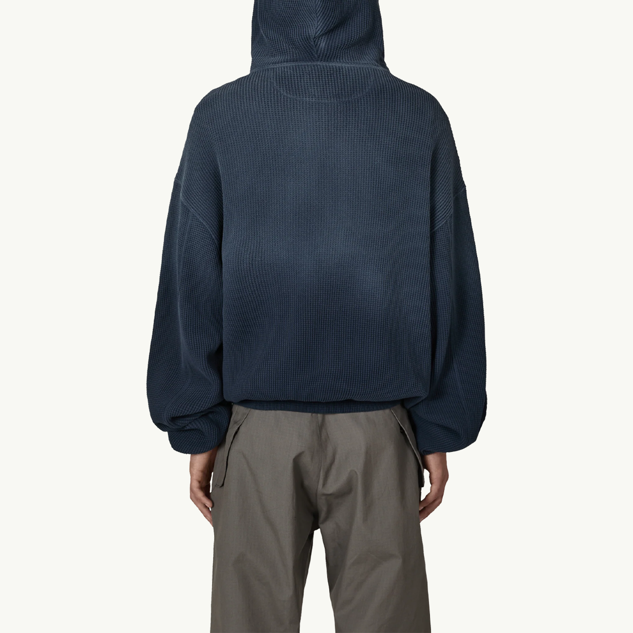 Bee Sun Faded Organic Waffle Zip Up Hoodie - Navy