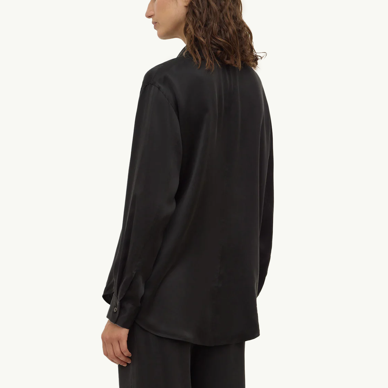Pippa Silk Longsleeve Shirt - Black