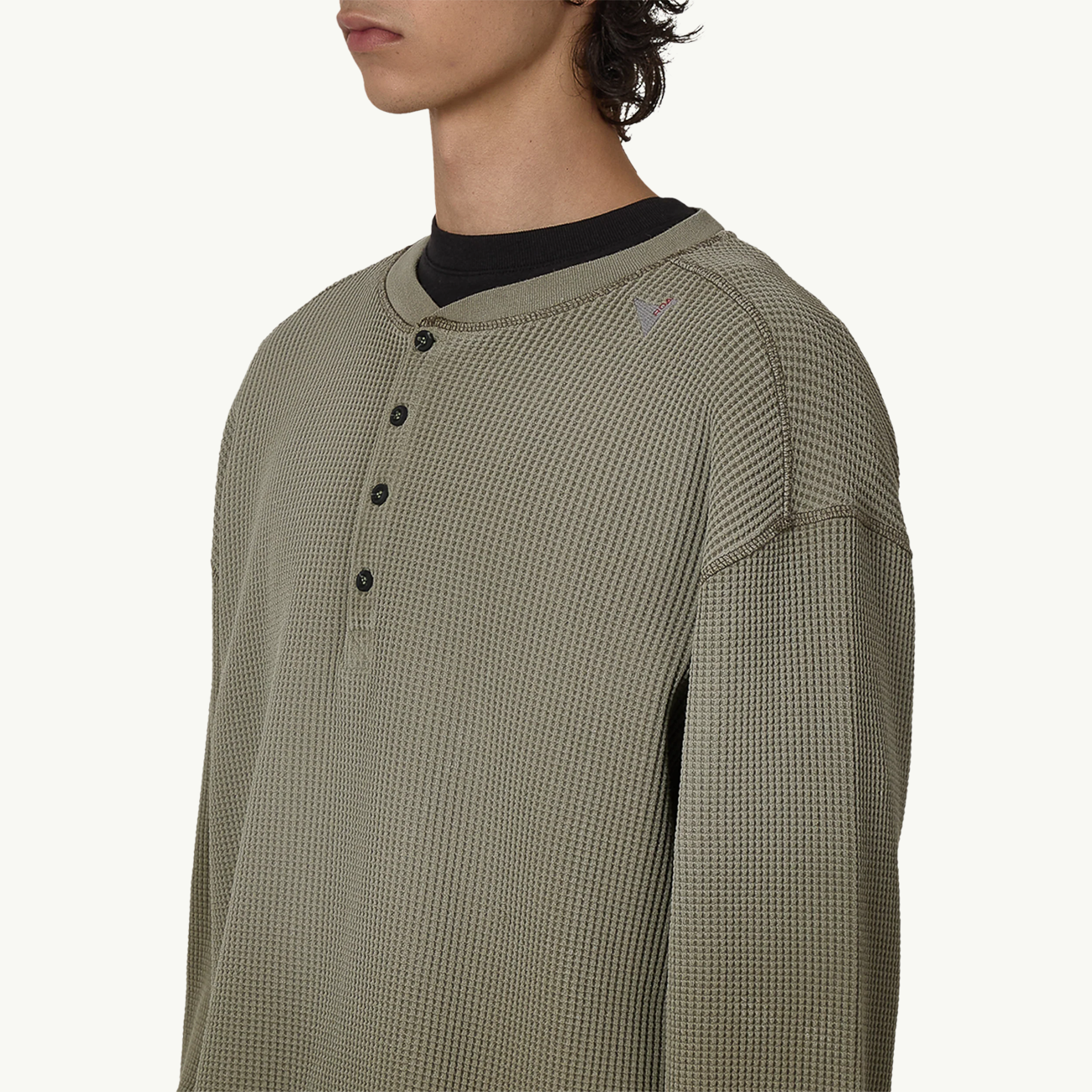 Bee Sun Faded Organic Waffle Serafino LS - Grey/Green