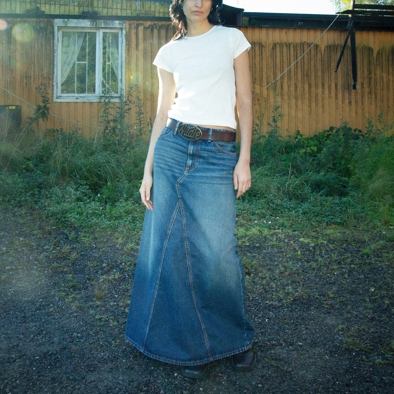 Tanja Skirt Orange Painter - Mid Blue