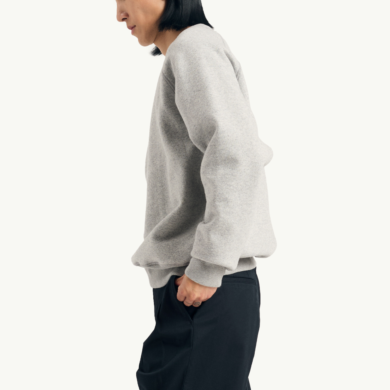 Marten Relaxed Cotton Wool Sweatshirt - Grey Melange