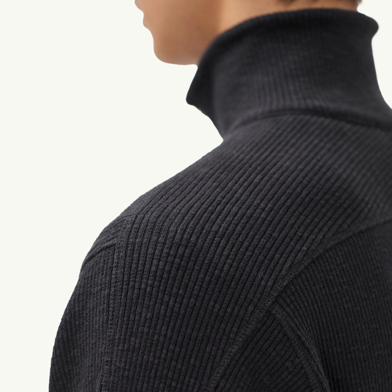 Teno Cotton Hemp Military Rib Zip Cardigan - Black
