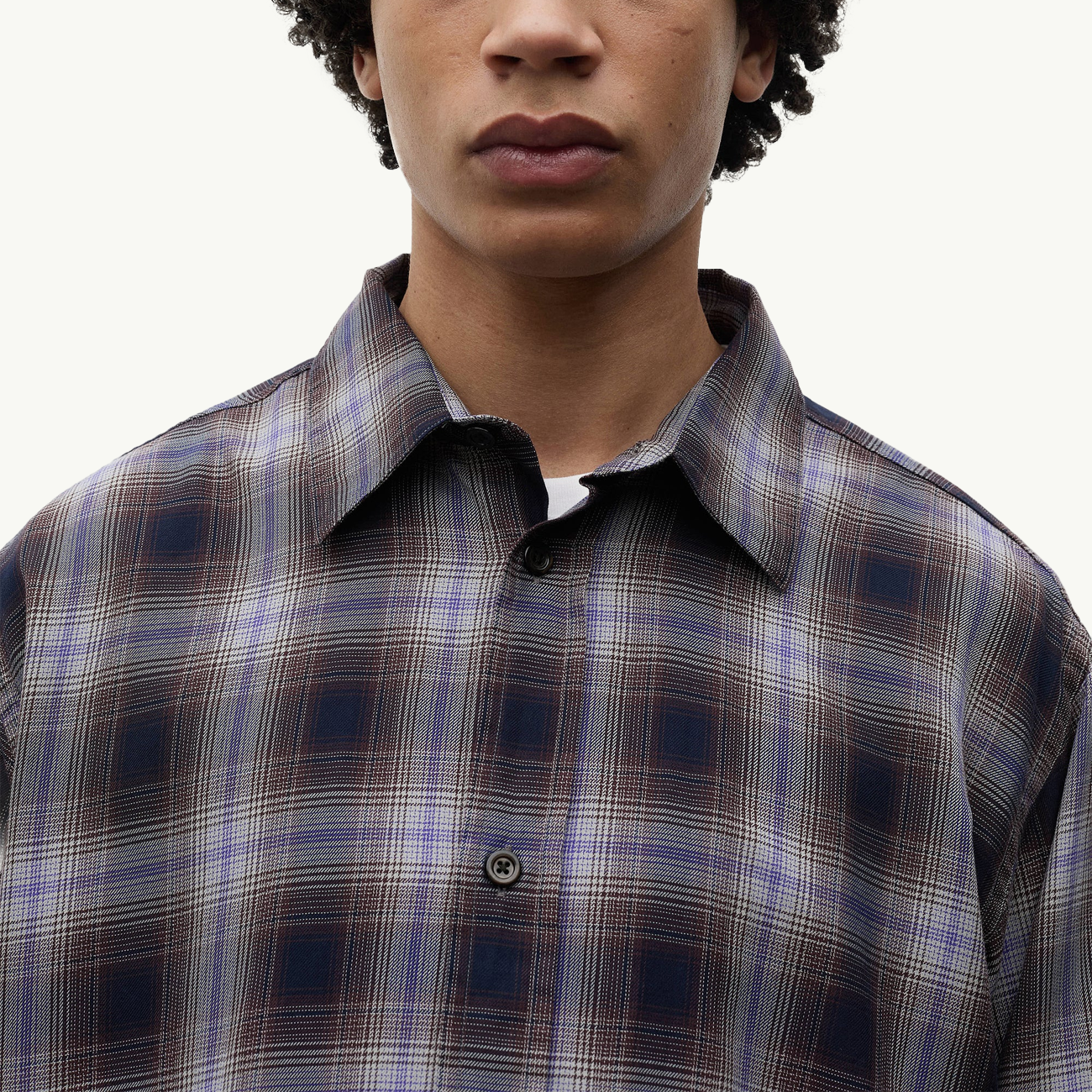 Falster Fine Cotton Flannel Check Oversize Shirt - Darkest Purple