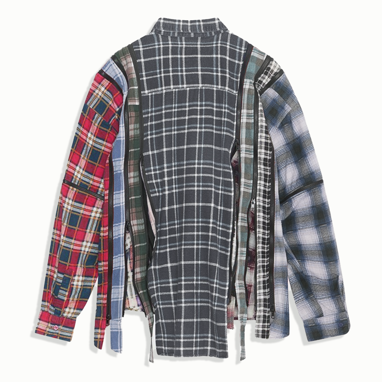 7 Cuts Zipped Wide Flannel Shirt - Assorted