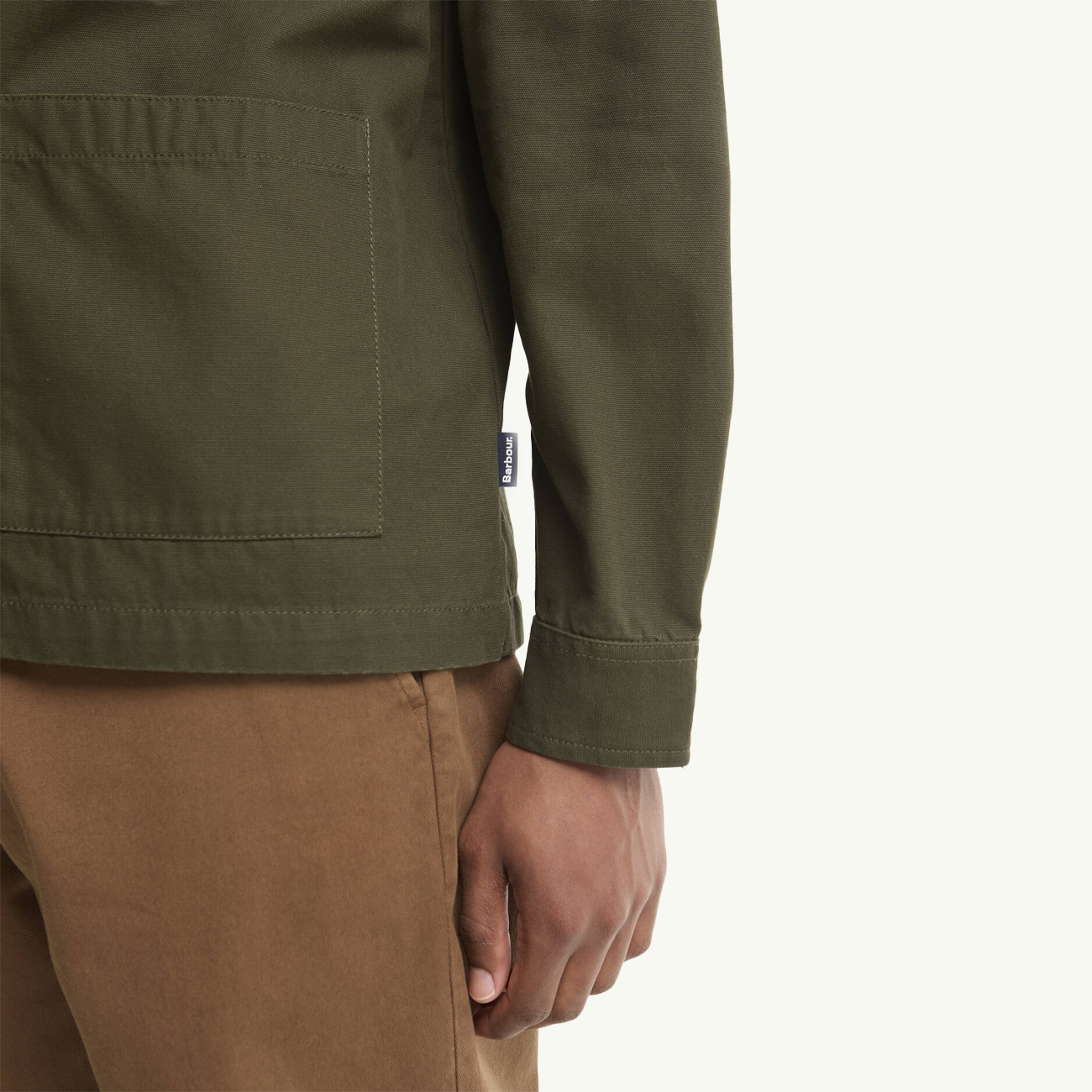 Tartan Trimmed Washed Overshirt - Mushroom