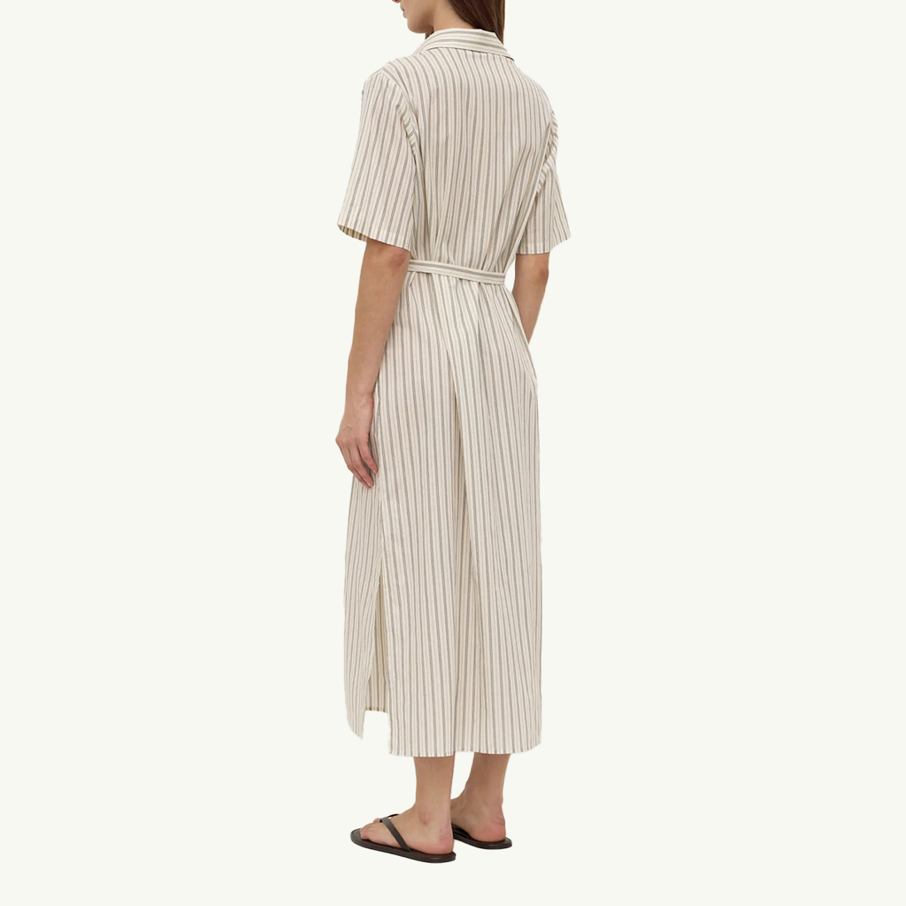 Ria Stripe Midi Shirt Dress - Cream/Smoke