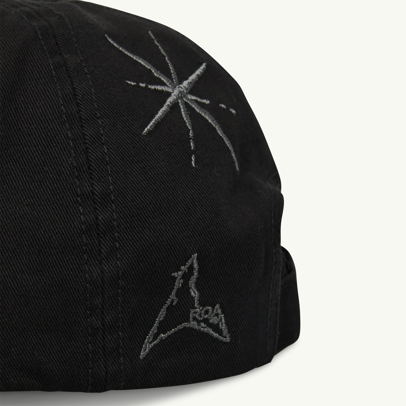 Ryli Embriodered 6 Panel Cap - Washed Black