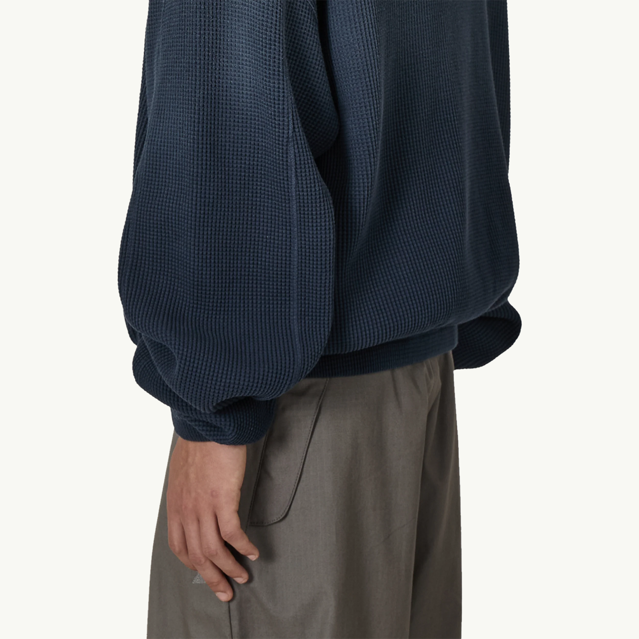 Bee Sun Faded Organic Waffle Zip Up Hoodie - Navy