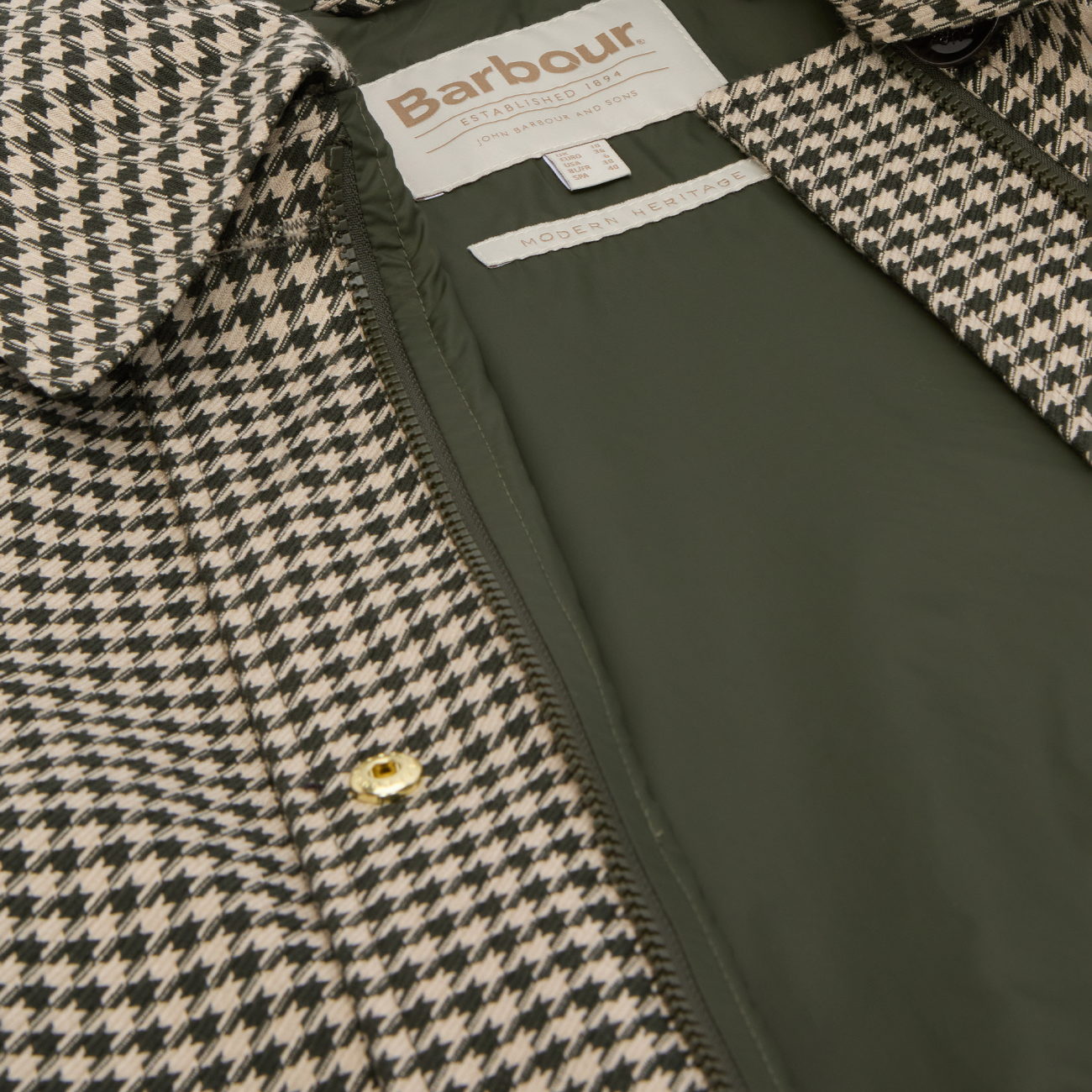 Kennedy Check Showerproof Jacket - Sage Houndstooth/Mist