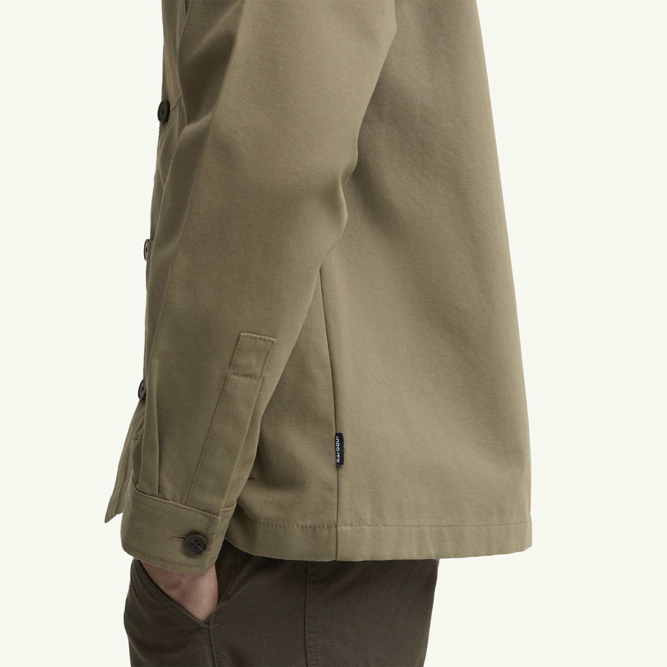 Tartan Trimmed Washed Overshirt - Sage