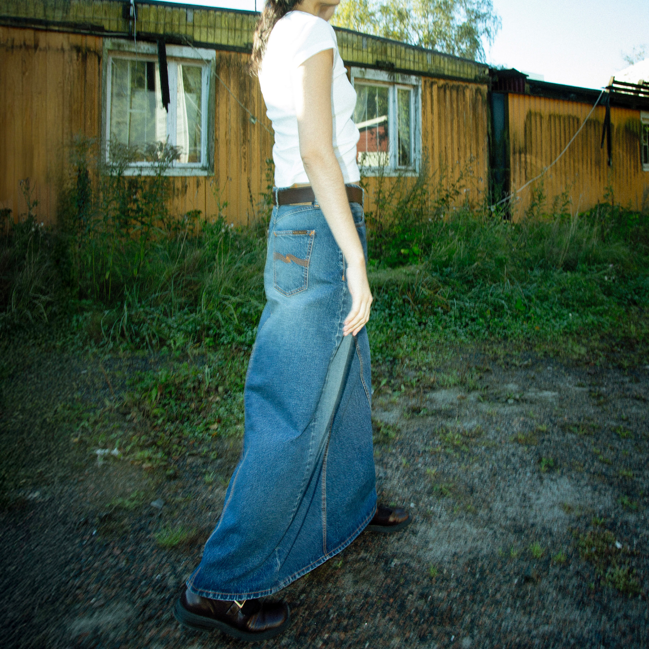 Tanja Skirt Orange Painter - Mid Blue
