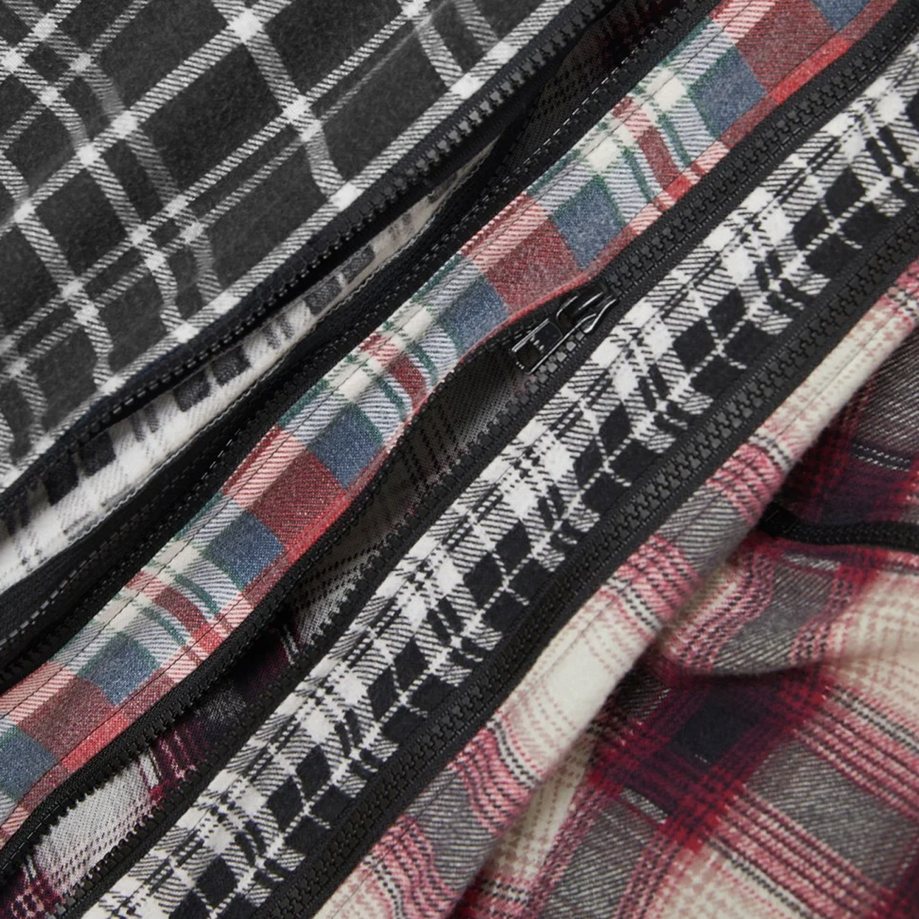 7 Cuts Zipped Wide Flannel Shirt - Assorted