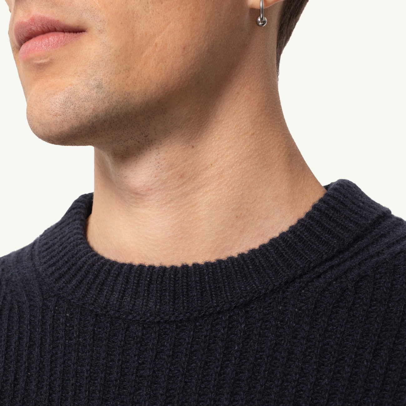 August Rib Cotton Sweater - Navy