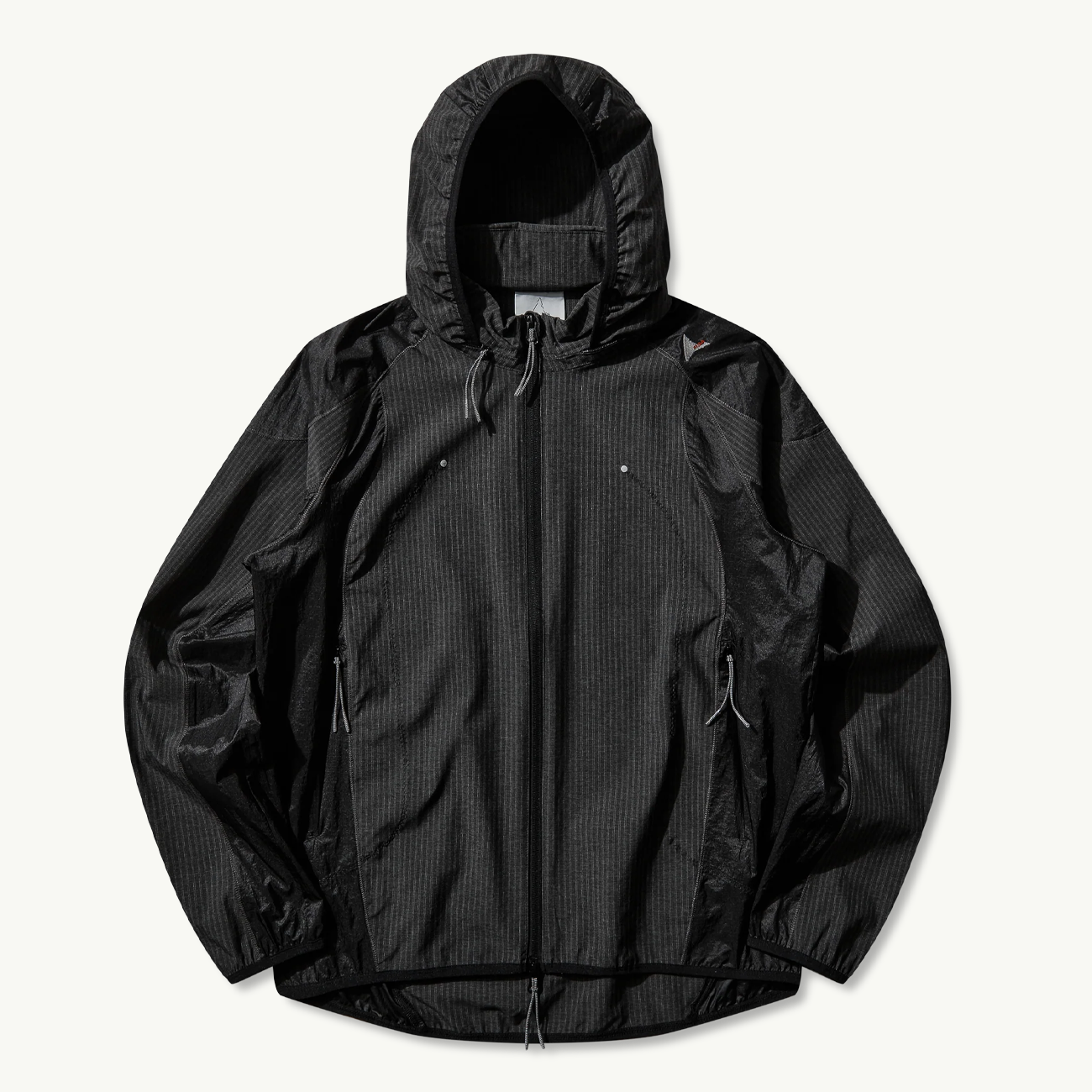Numb Pinstriped Hooded Wind Jacket - Black