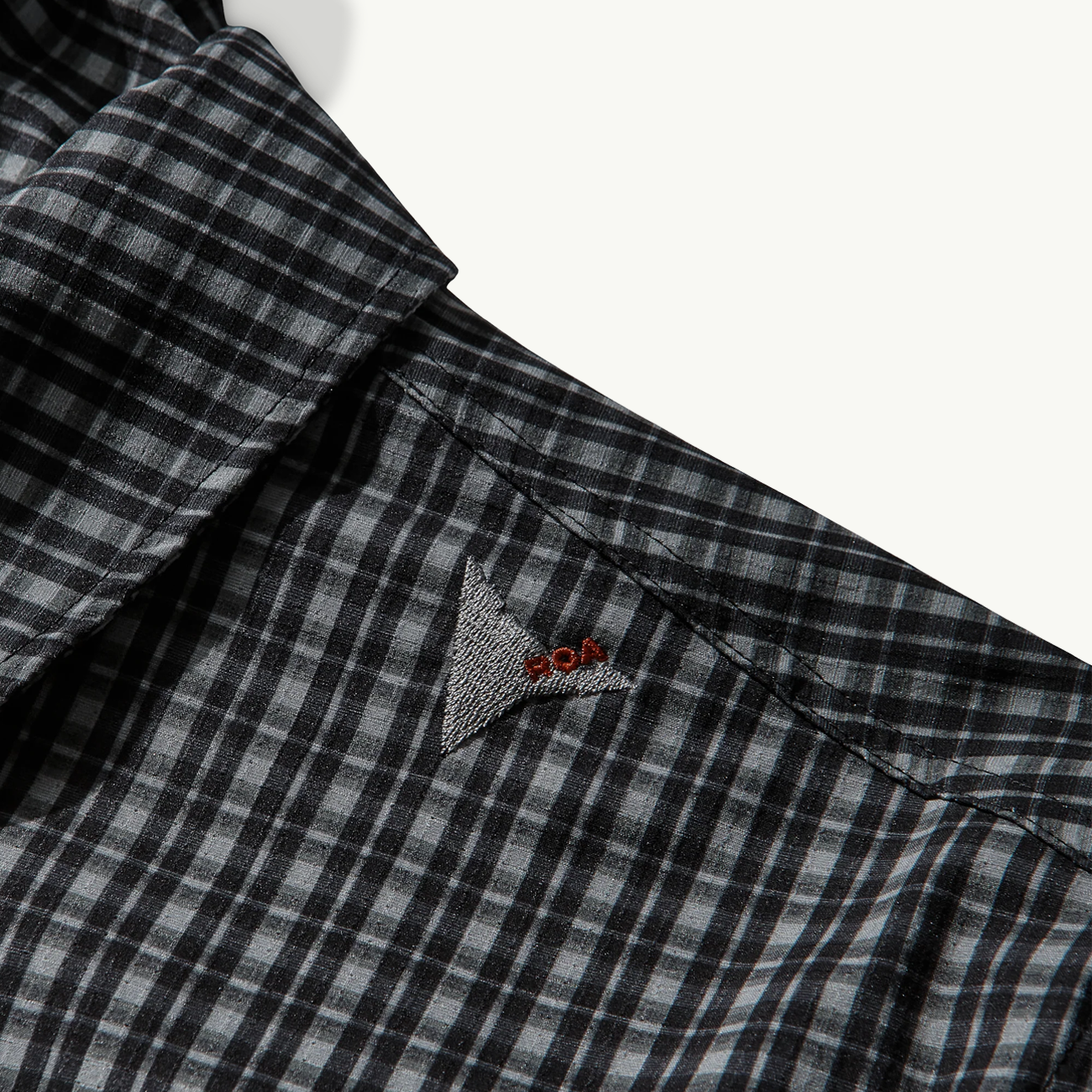 Aair Floweave Printed Check LS Hooded Shirt - Anthracite