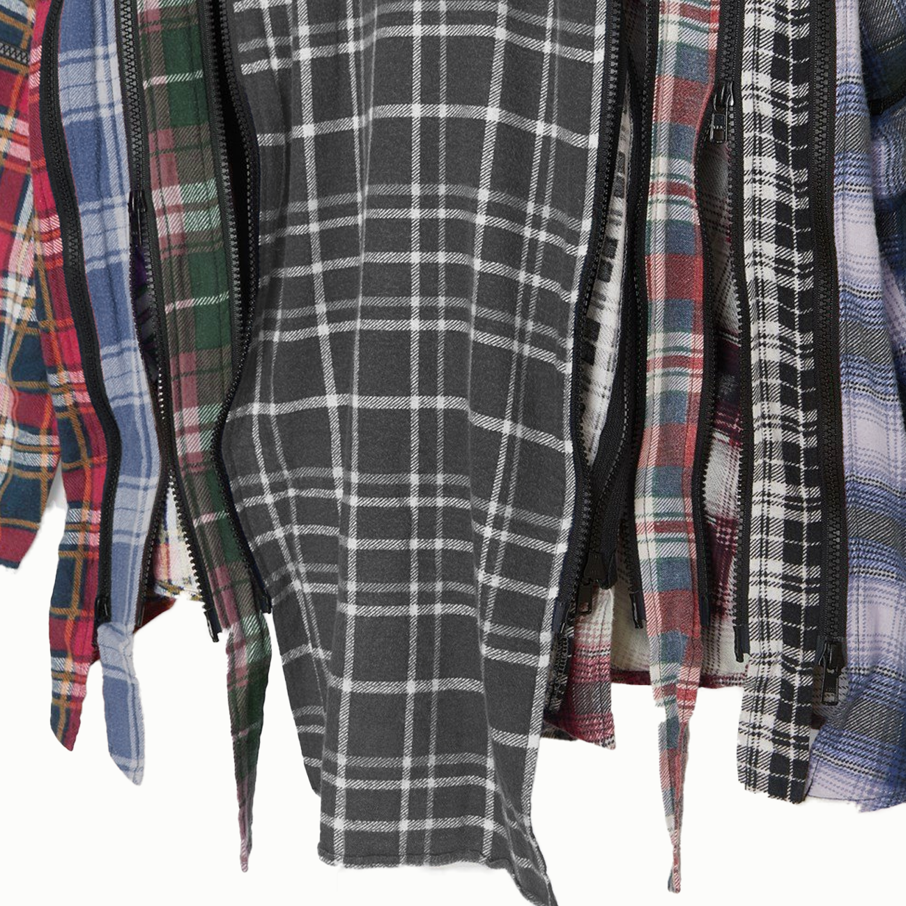 7 Cuts Zipped Wide Flannel Shirt - Assorted