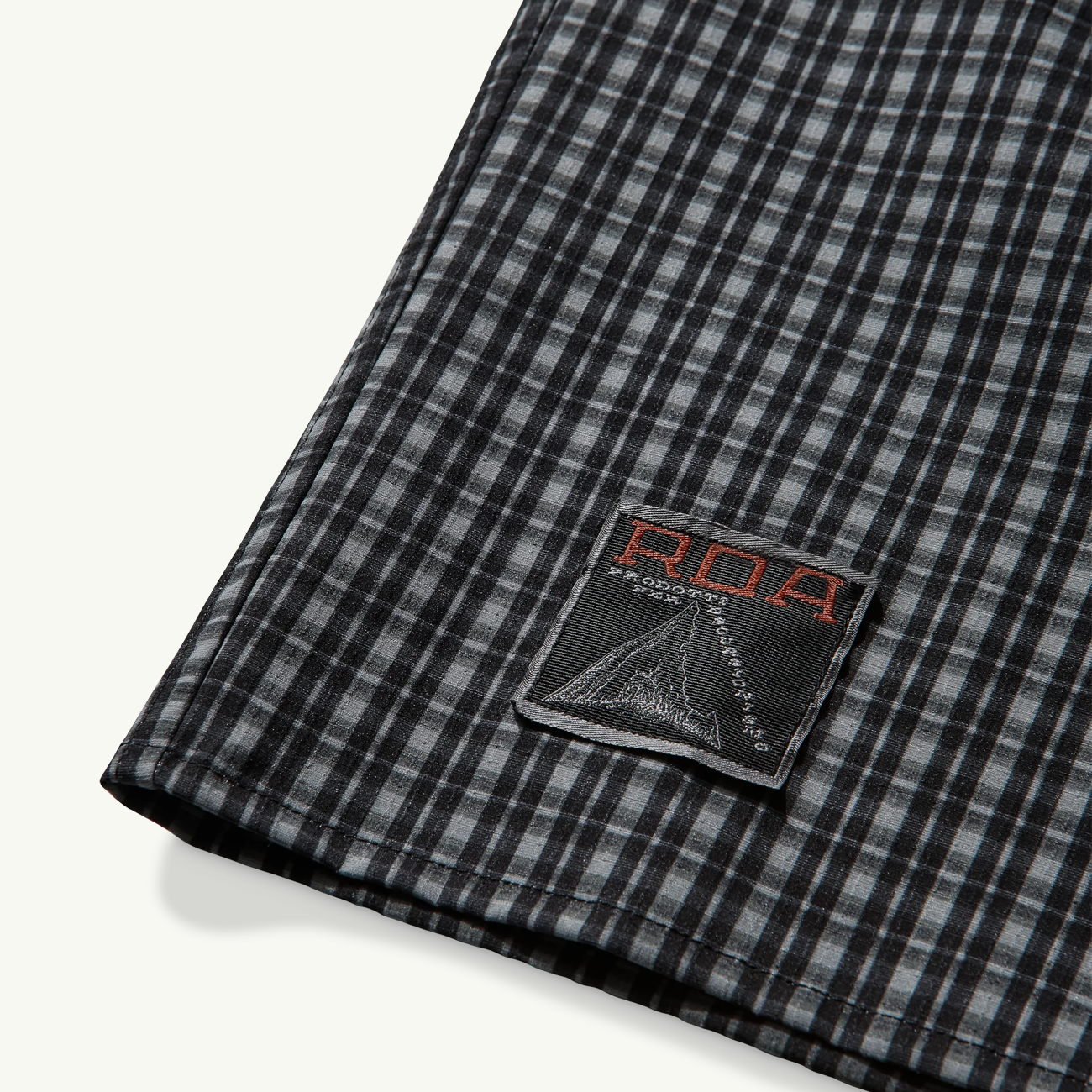 Aair Floweave Printed Check LS Hooded Shirt - Anthracite