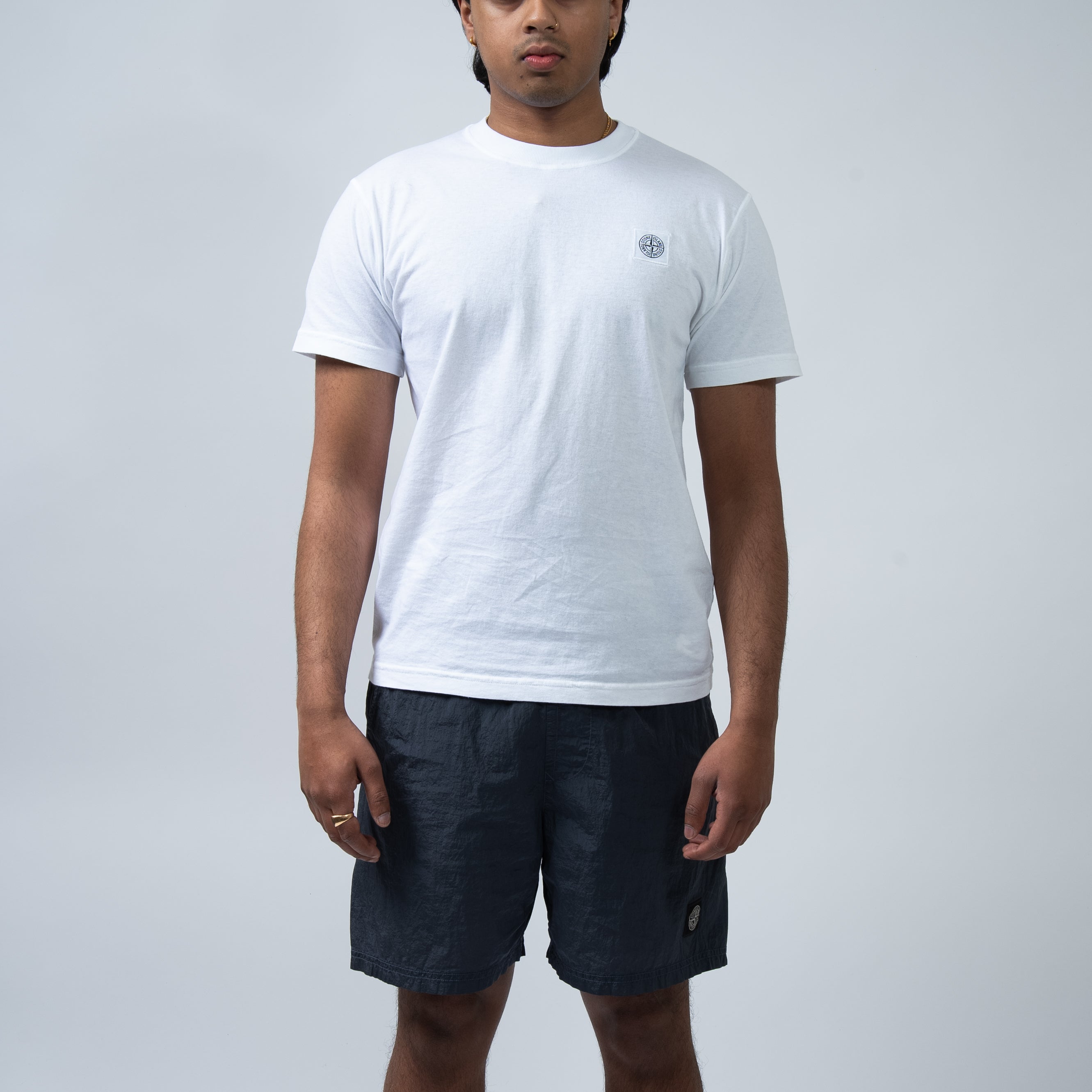 T-Shirt SS Compass Patch Overlock - White 0179