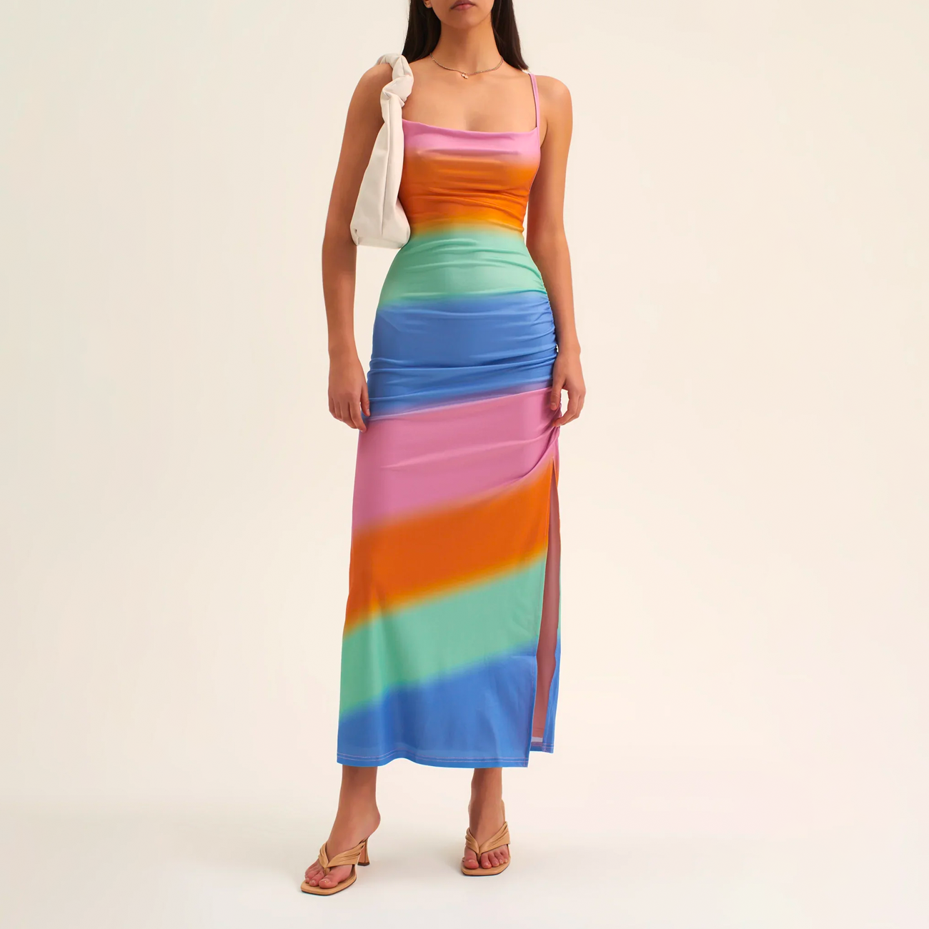 Lydia Fitted Maxi Dress - Rainbow