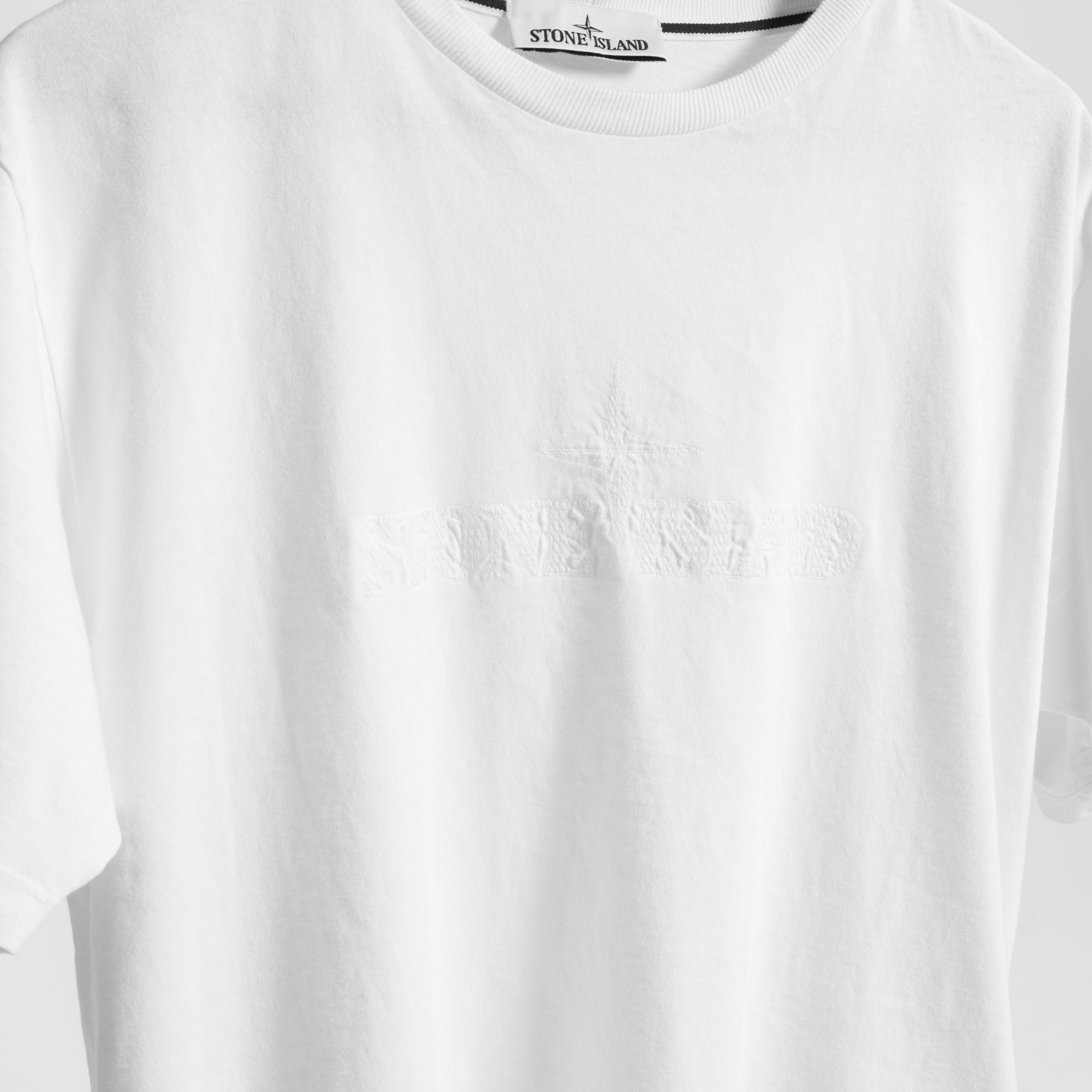 T-Shirt SS Embroidered Chest Logo - White 0177