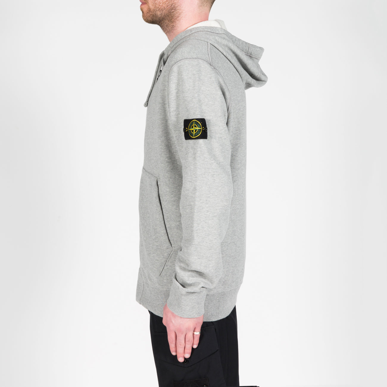 Sweatshirt Hooded Zip - Grey Melange 6477