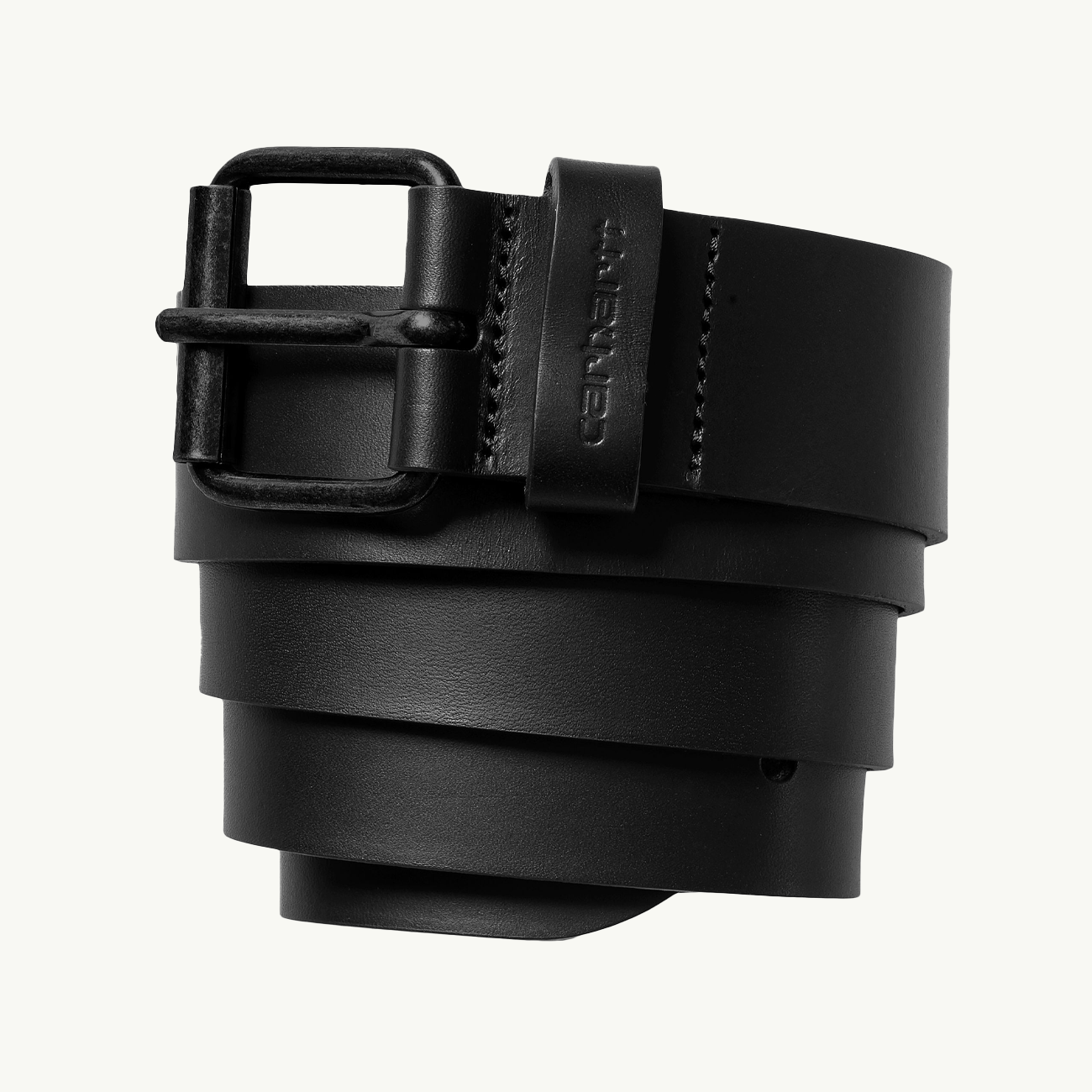 Script Leather Belt - Black