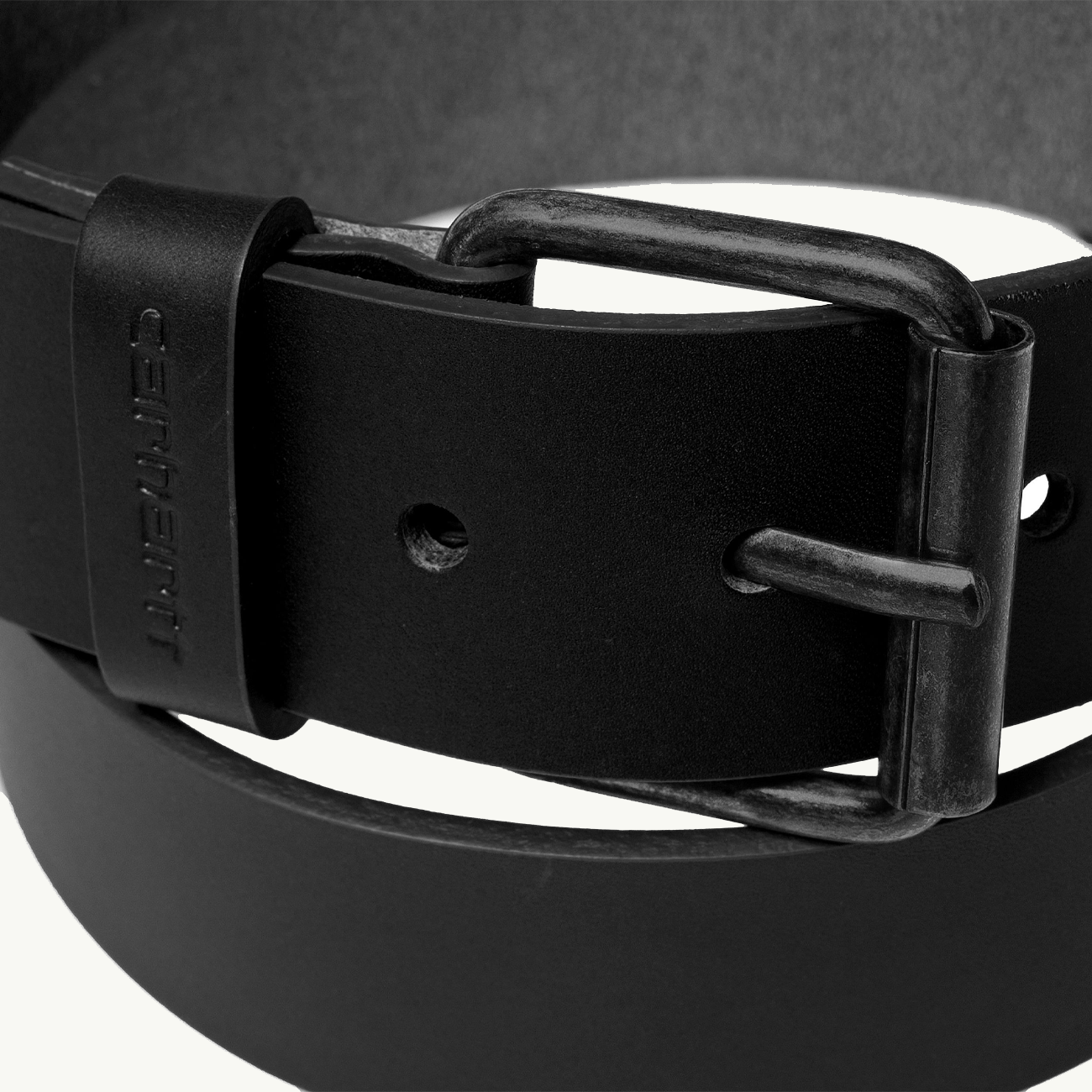 Script Leather Belt - Black