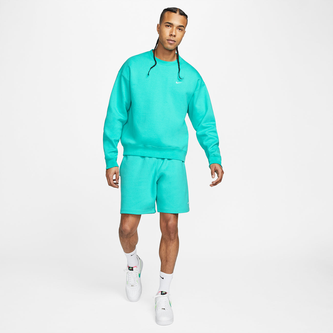 Soloswoosh Fleece Short Washed - Teal/White