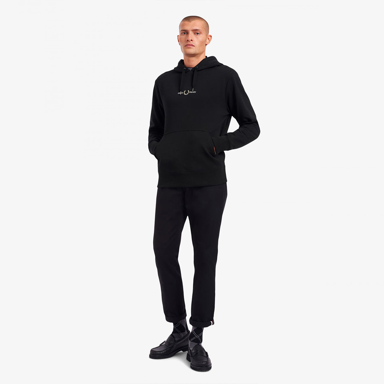 Embroidered Hooded Sweatshirt - Black
